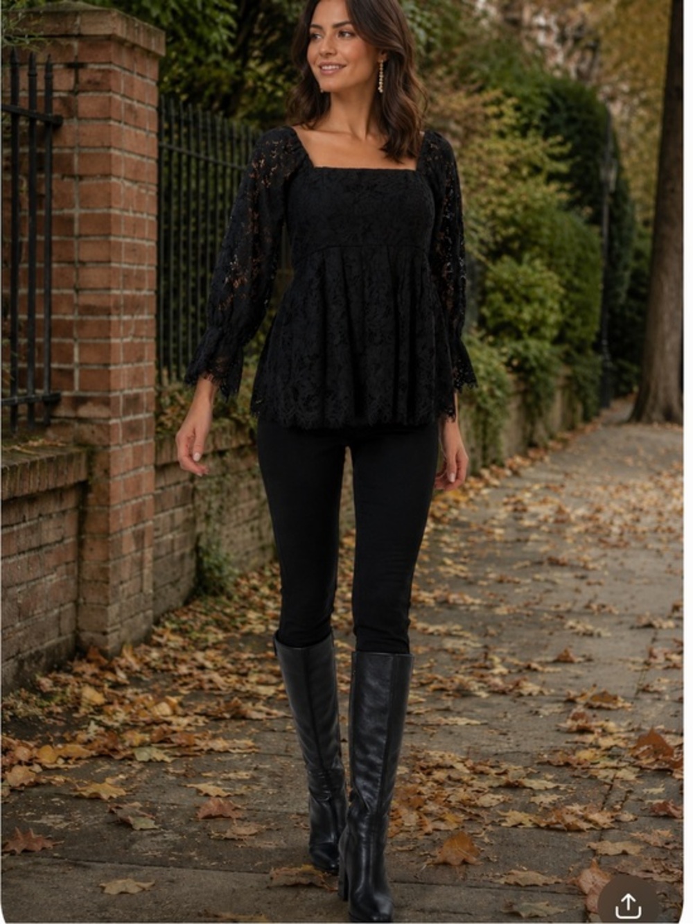 Tuckernuck Pomander Place Women’s Black Daniella Lace Top Size M